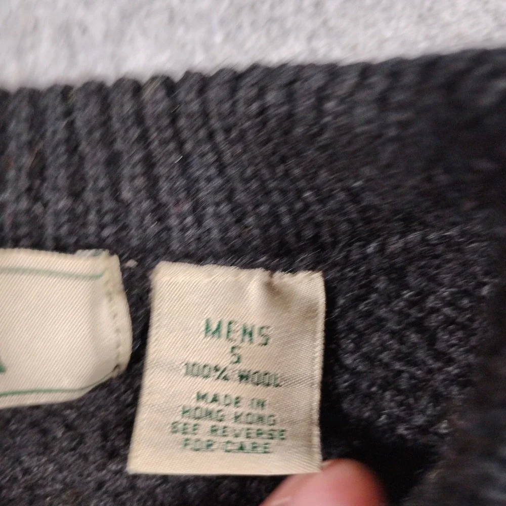 Vintage EMS Eastern Mountain Sports Men's S Wool Ribbed Crewneck Sweater Black
